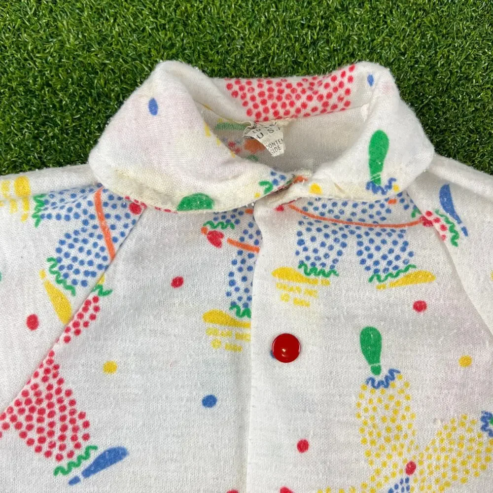 Vintage 80s 90s Gear Kids Clown Footed One Piece Pajama Sleeper Sz S